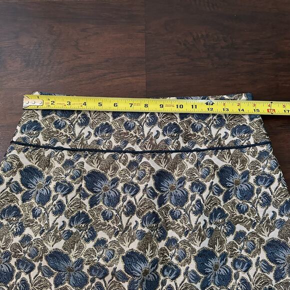 Magaschoni Collection blue gold & cream floral pencil skirt size 8 - Picture 9 of 9